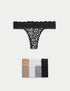 Marks & Spencer "5pk Cotton & Lace Printed Thongs"